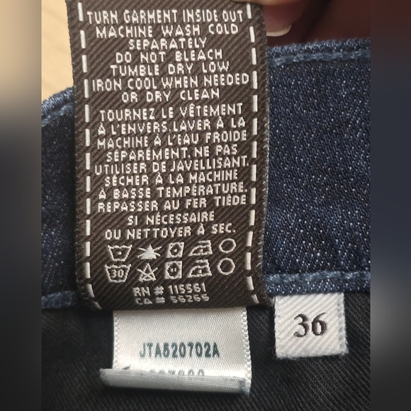 7 For All Mankind Mens Bootcut Jeans 36x32 Stretch Denim Whiskered Dark Blue - Picture 13 of 16